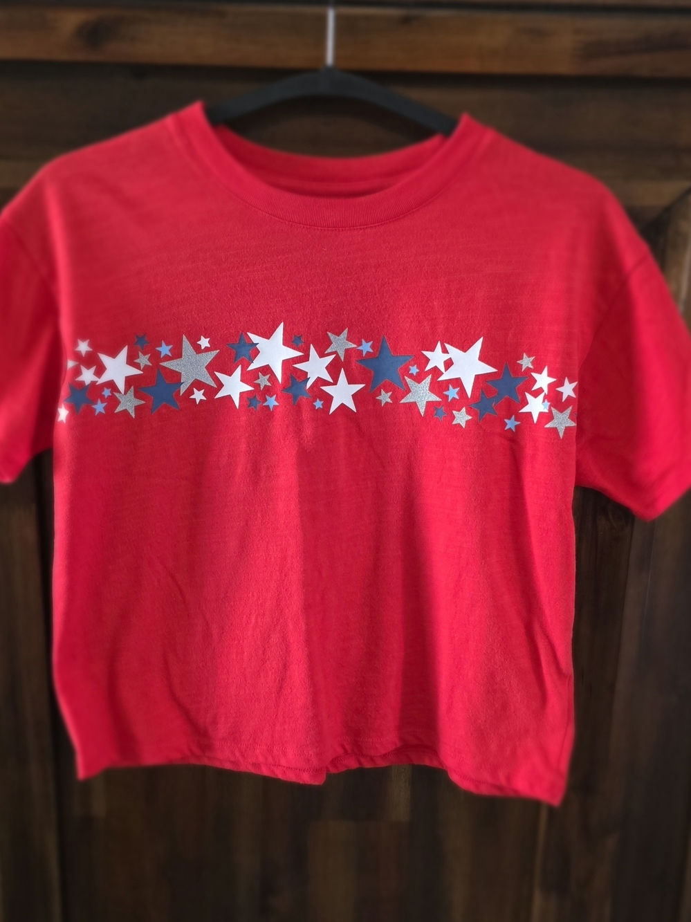 SO Girls Short Sleeve Boxy Tee, Red,White & Blue Celebrate America
